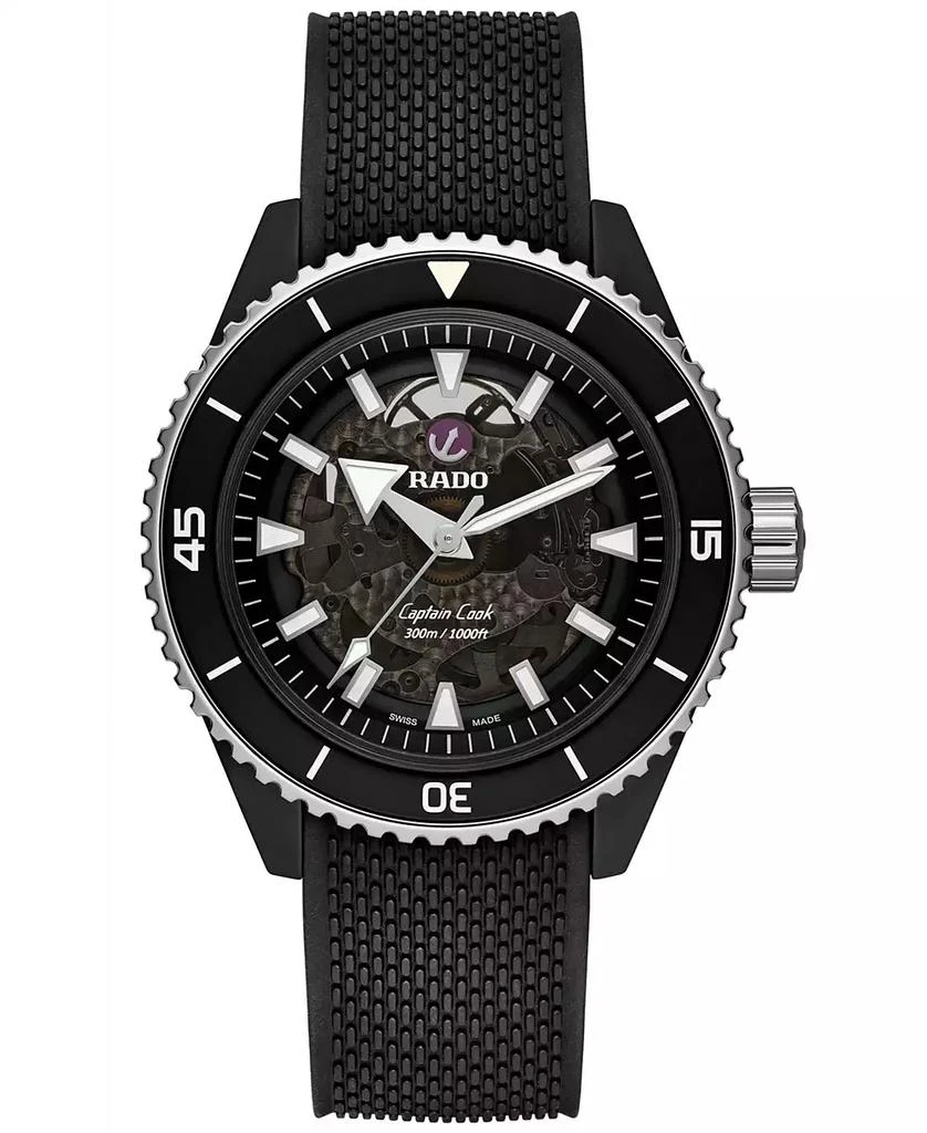 商品Rado|Men's Swiss Automatic Captain Cook Black Rubber Strap Watch 43mm,价格¥24696,第1张图片