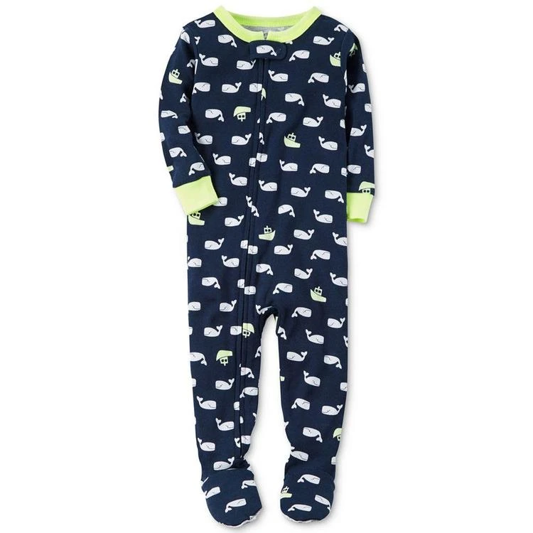 商品Carter's|1-Pc. Whale-Print Footed Pajamas, Baby Boys (0-24 months),价格¥90,第1张图片