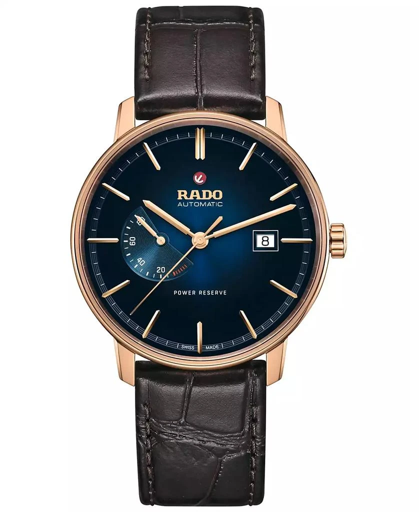 商品Rado|Men's Coupole Classic Automatic Brown Leather Strap Watch 41mm,价格¥14108,第1张图片