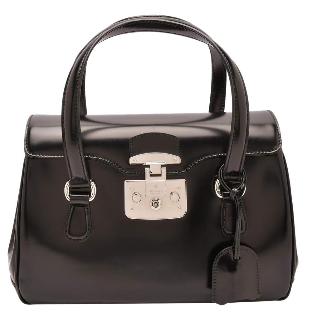 Gucci Black Smooth Calfskin Leather Caspian Medium Lady Lock Bag商品第1张图片规格展示
