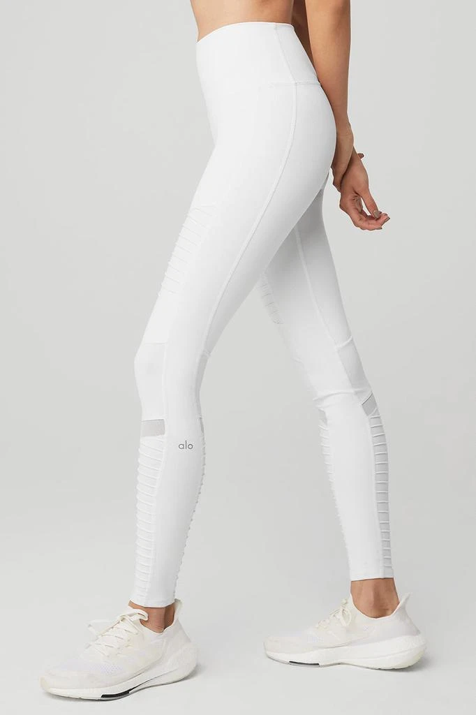 商品Alo|High-Waist Moto Legging - White/White Glossy,价格¥1067,第3张图片详细描述
