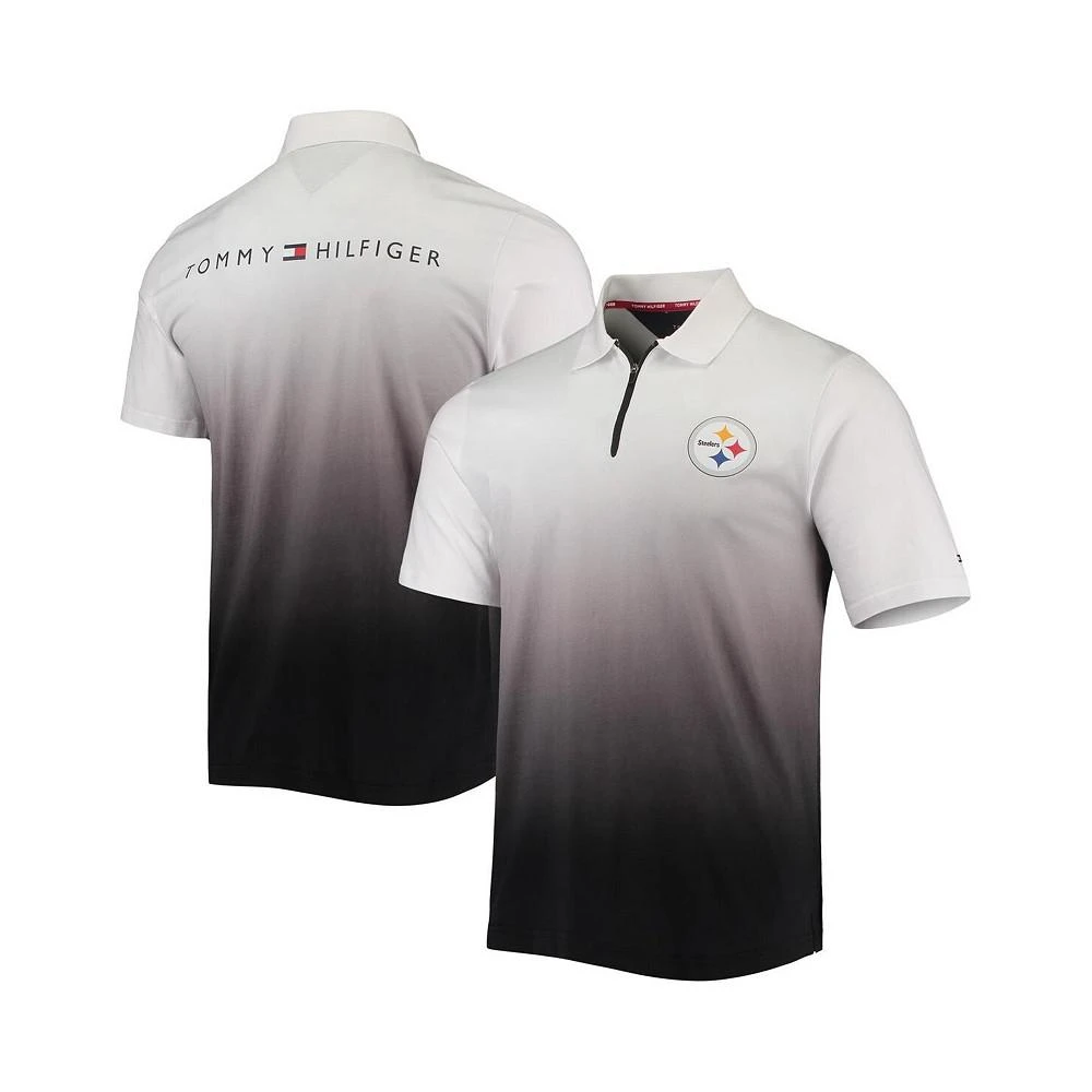商品Tommy Hilfiger|Men's White, Black Pittsburgh Steelers Rory Quarter-Zip Polo Shirt,价格¥600,第1张图片