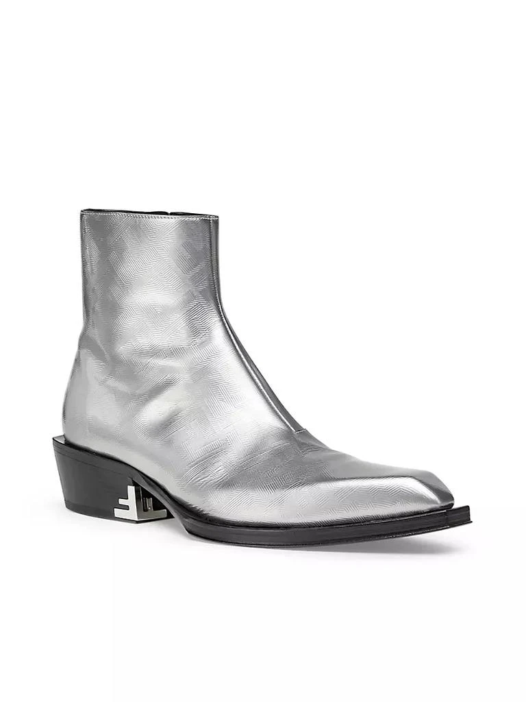 商品Fendi|Metallic Leather Stacked Heel Ankle Boots,价格¥13183,第2张图片详细描述
