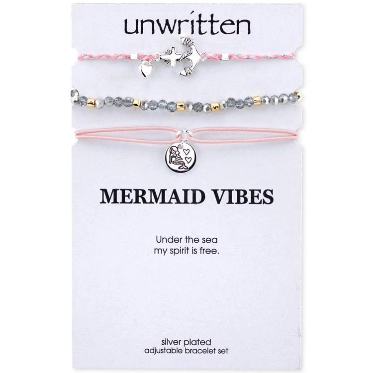 商品Unwritten|3-Pc. Set Two-Tone Mermaid & Anchor Pink Cord Adjustable Bracelets,价格¥103,第3张图片详细描述