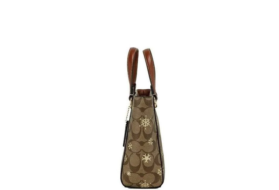 商品Coach|COACH Alice Small Snowflake Print Khaki Canvas Satchel Handbag Purse,价格¥1995,第3张图片详细描述