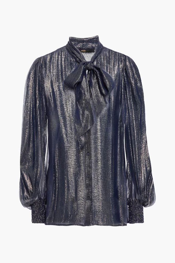 商品Maje|Pussy-bow metallic silk-blend chiffon blouse,价格¥849,第1张图片