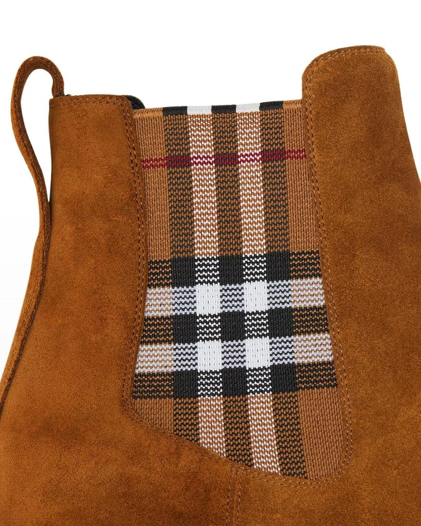 商品Burberry|Allostock Check Suede Chelsea Booties,价格¥3094,第4张图片详细描述