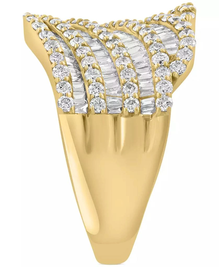 商品Effy|EFFY® Diamond Round & Baguette Multirow Diagonal Ring (1-3/8 ct. t.w.) in 14k Gold,价格¥56567,第3张图片详细描述
