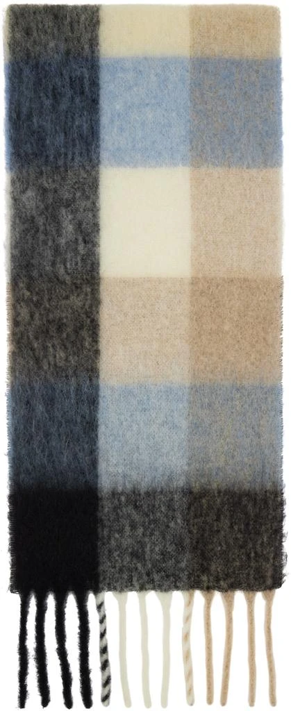 商品Acne Studios|Blue & Black Mohair Checked Scarf,价格¥2517,第2张图片详细描述