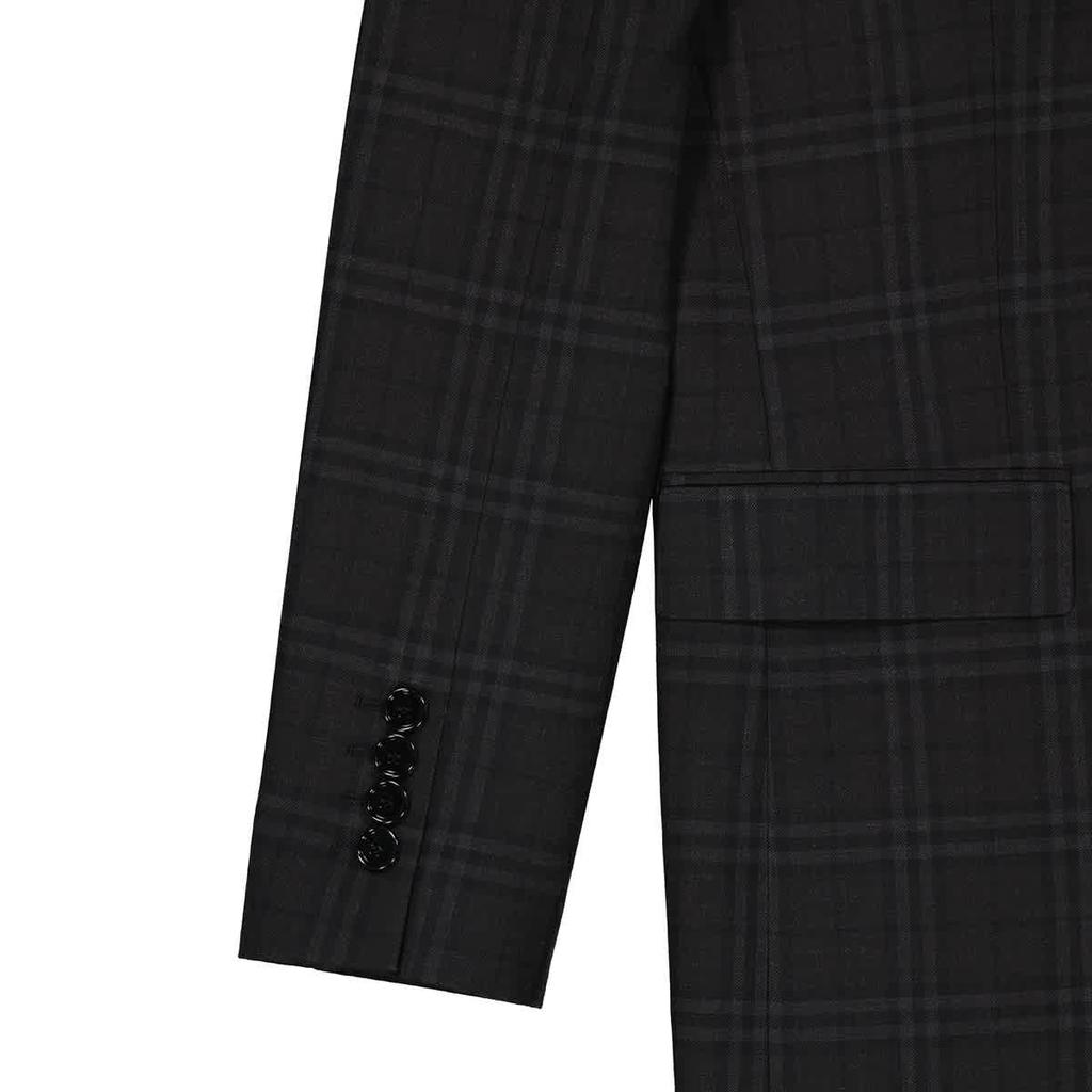 Ladies Dark Charcoal Check Pattern Blazer Jacket商品第3张图片规格展示