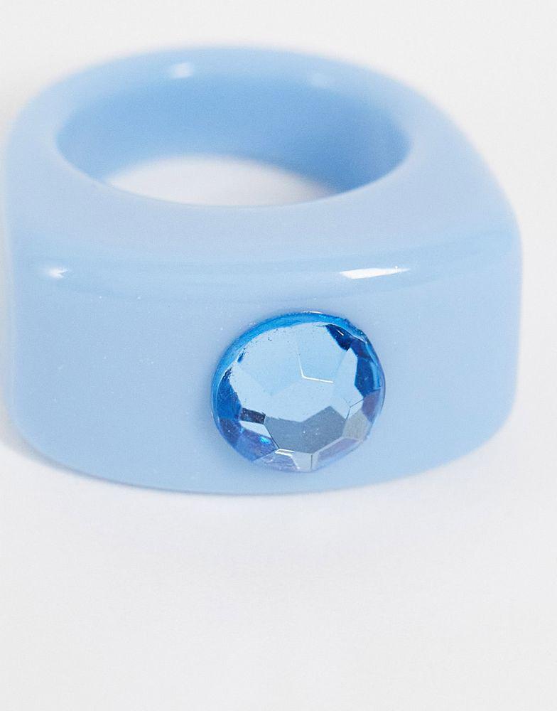 ASOS DESIGN ring in blue plastic with sapphire crystal商品第2张图片规格展示