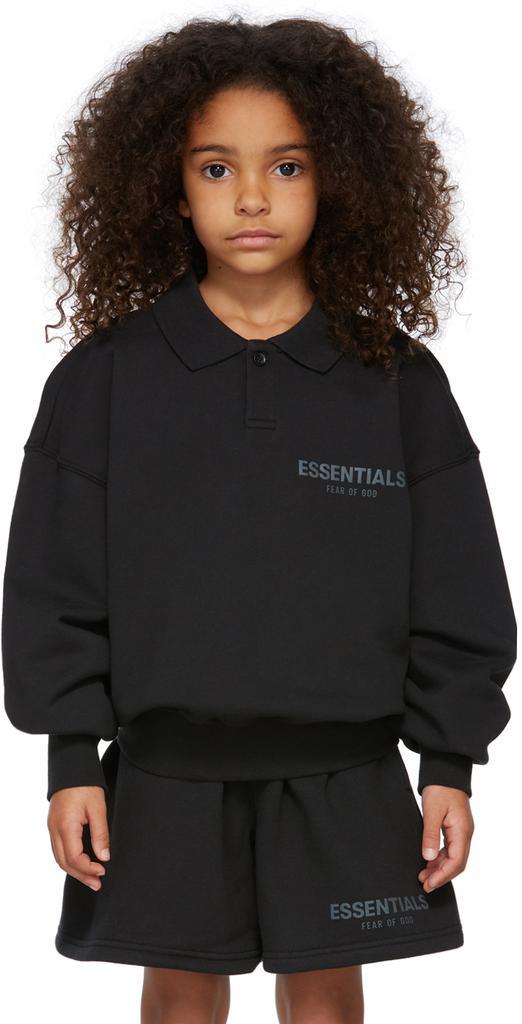 商品Essentials|Kids Black French Terry Long Sleeve Polo,价格¥461,第4张图片详细描述