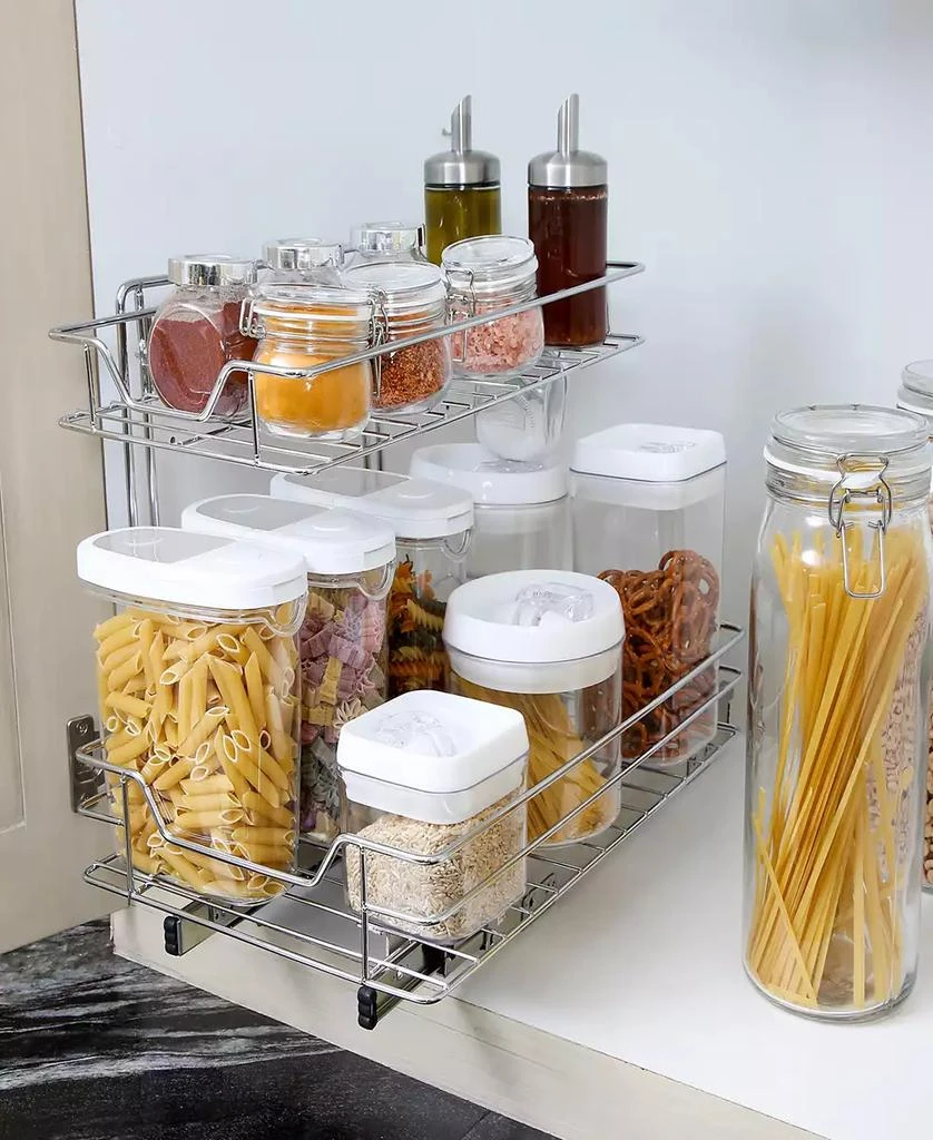 商品Smart Design|Medium 2-Tier Pull Out Cabinet Shelf, 14" x 18-32",价格¥726,第3张图片详细描述