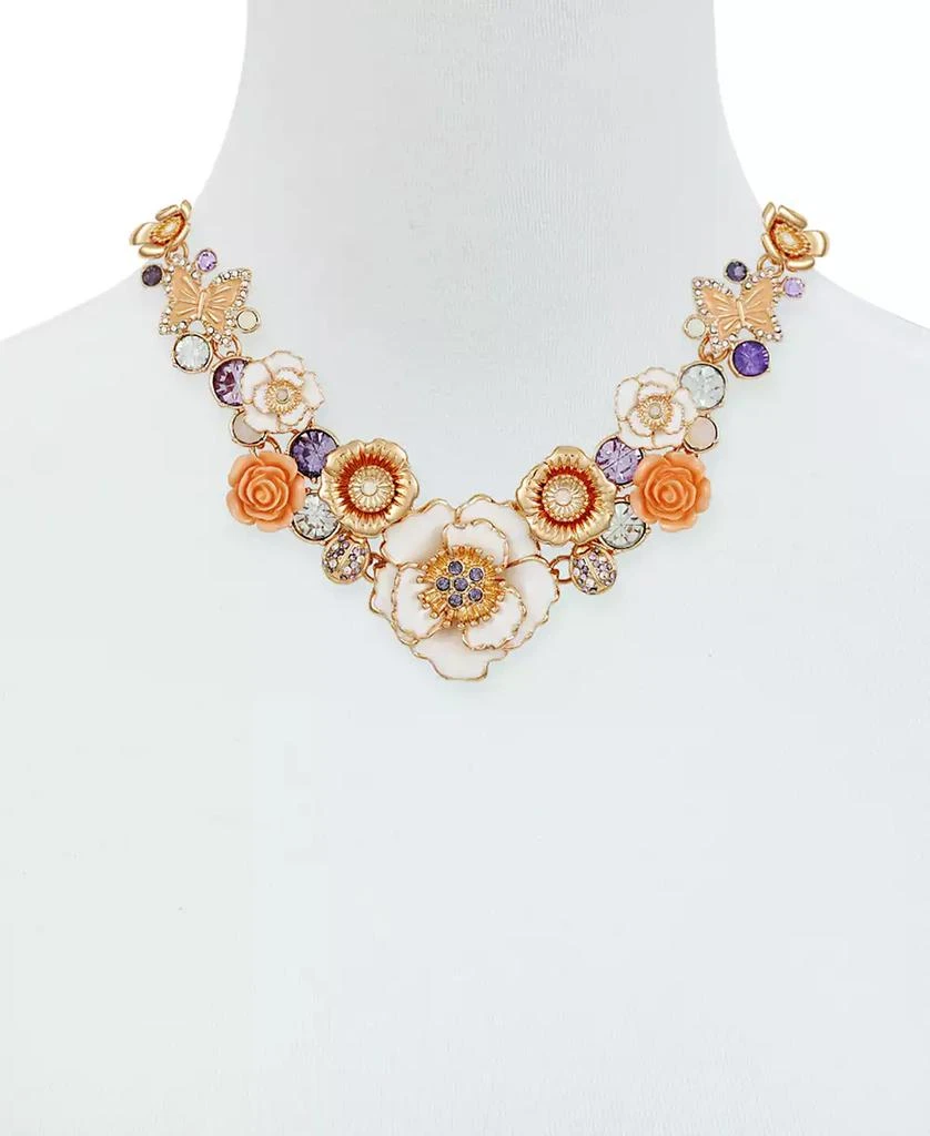 商品GUESS|Gold-Tone Mixed Color Stone Flower Statement Necklace, 16" + 2" extender,价格¥205,第2张图片详细描述