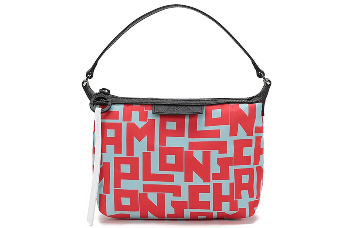 商品[国内直发] Longchamp|珑骧 Le Pliage 19 字母图案 织物 手提包 小号 女款 浅蓝色红色,价格¥991,第1张图片