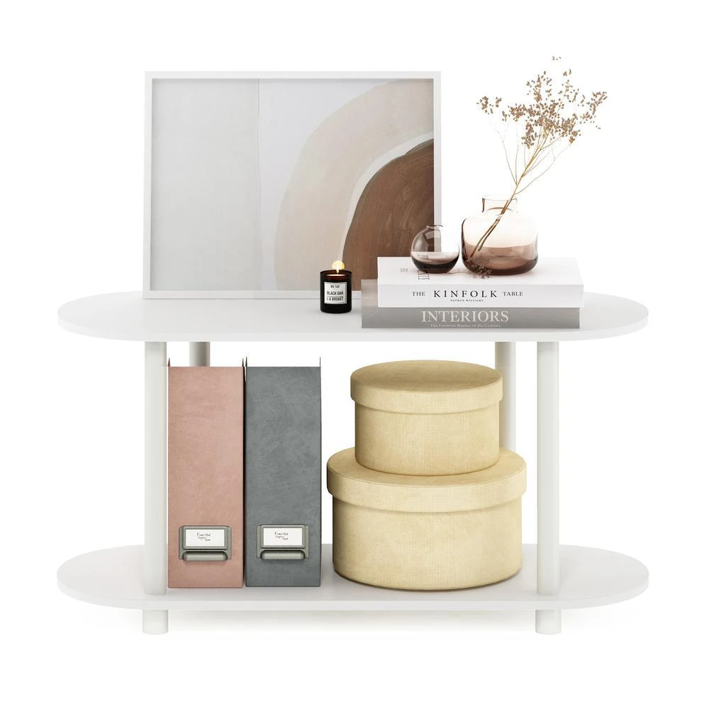 商品Furinno|Turn-N-Tube No Tools Modern Oval Side Table, White/Virgin White,价格¥681,第5张图片详细描述