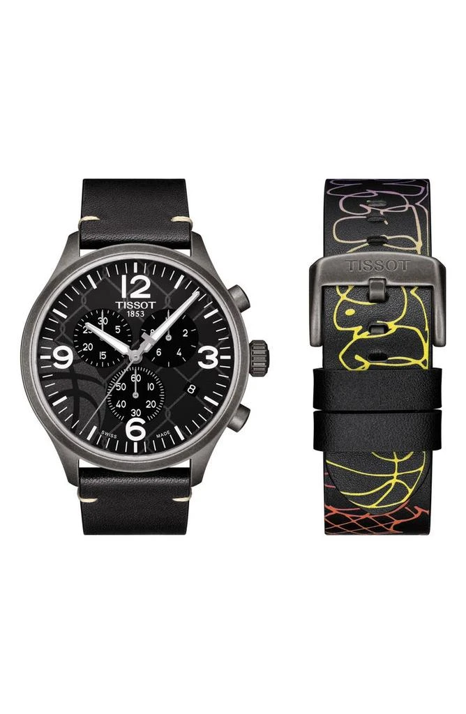 商品Tissot|Men's Chrono XL 3x3 Street Basketball Leather Strap Watch, 45mm,价格¥1749,第4张图片详细描述