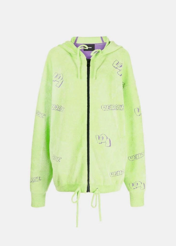 商品We11done|WE11DONE Lime All Over Zip Up Knit Hoodie,价格¥5270,第1张图片