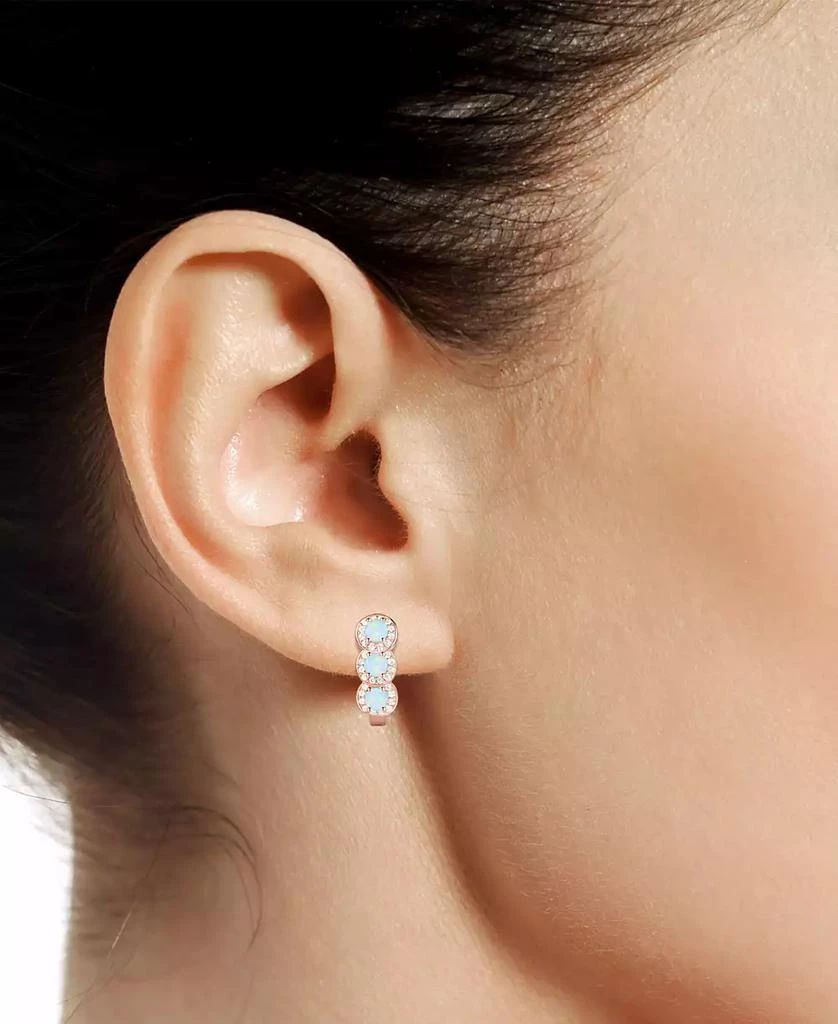 商品Macy's|Lab-Grown Opal (1/4 ct. t.w.) & Lab-Grown White Sapphire (1/4 ct. t.w.) Triple Halo Leverback Earrings in 14k Rose Gold-Plated Sterling Silver (Also in Lab-Grown Sapphire & Lab-Grown Ruby),价格¥374,第2张图片详细描述