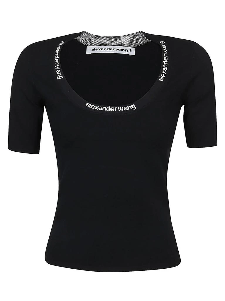 商品Alexander Wang|Alexander Wang Logo Band Scoop Neck T-Shirt,价格¥2830,第1张图片