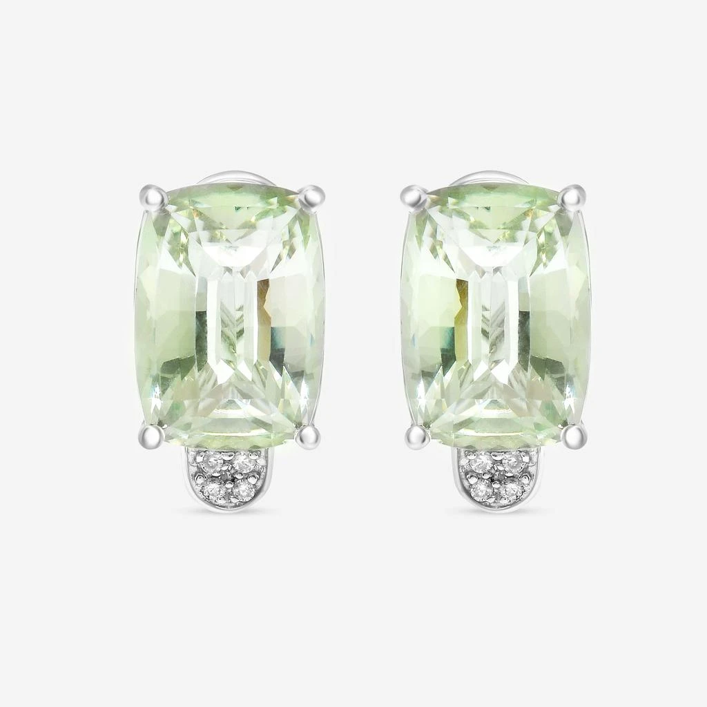 商品SuperOro|SuperOro 14K White Gold, Green Quartz And Diamond Huggie Earrings 63104,价格¥11145,第1张图片