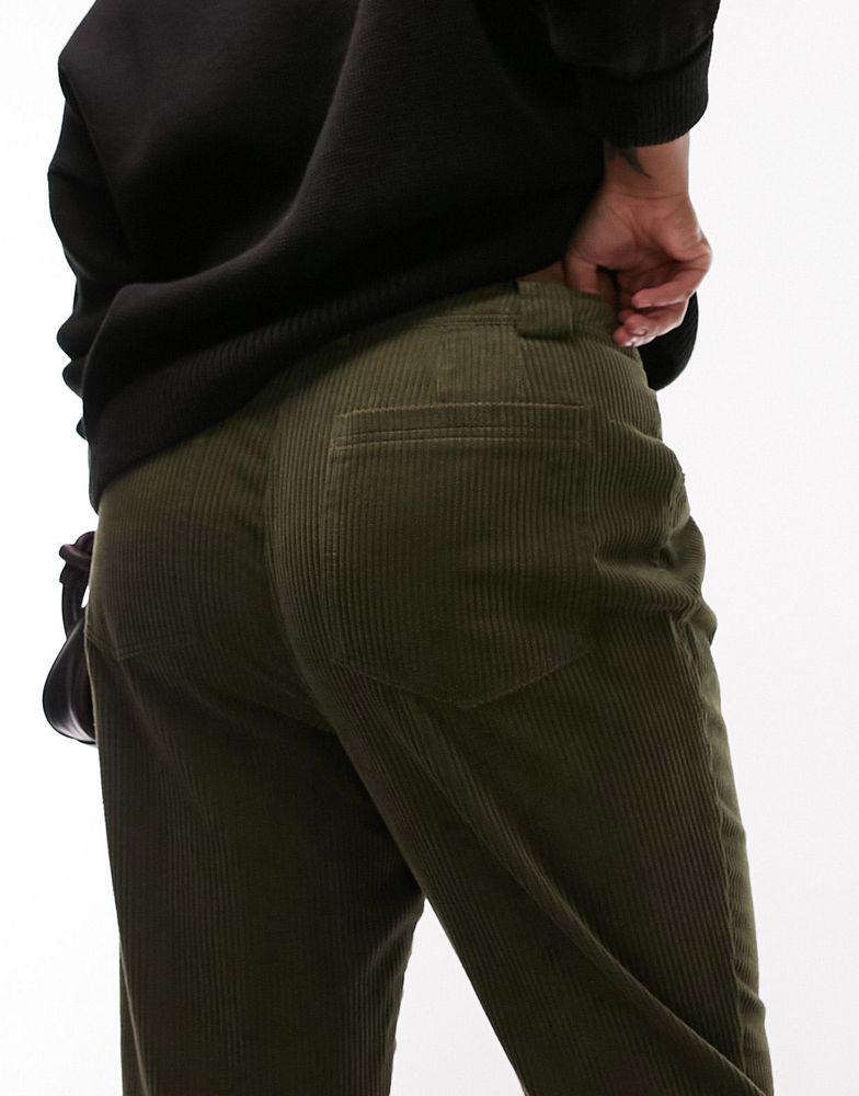 Topshop Curve cord peg trouser in khaki商品第3张图片规格展示