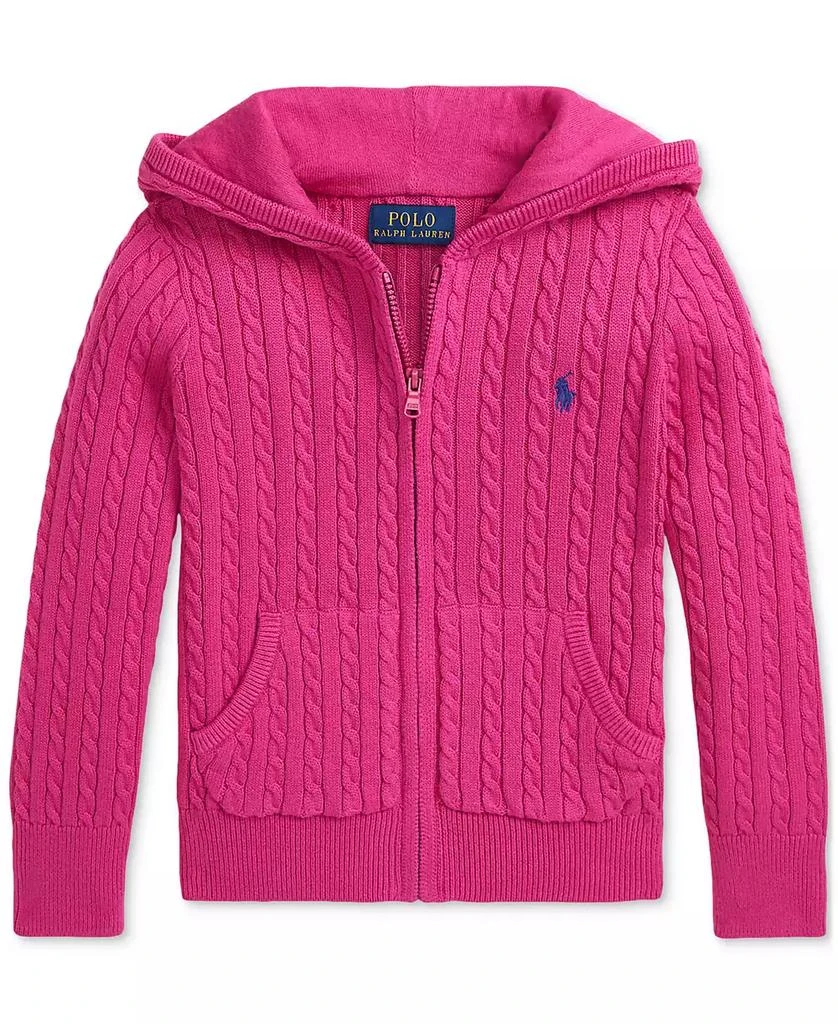 商品Ralph Lauren|Toddler & Little Girls Mini-Cable Cotton Full-Zip Hoodie,价格¥395,第2张图片详细描述