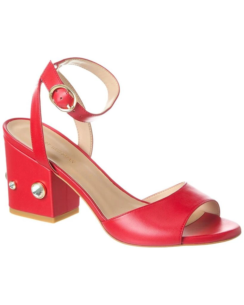 商品Stuart Weitzman|Stuart Weitzman Allshine 75 Leather Block Sandal,价格¥2137,第1张图片