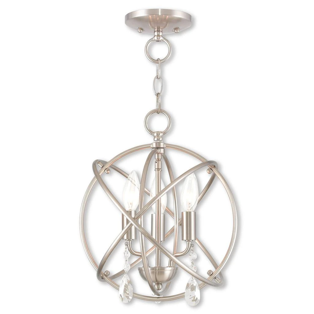 商品Livex Lighting|Three Light Brushed Nickel Convertible Mini Chandelier/Ceiling Mount,价格¥1328,第4张图片详细描述