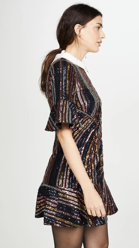 商品Self Portrait|Self Portrait Sequin Stripe Collared Mini Dress,价格¥740,第4张图片详细描述