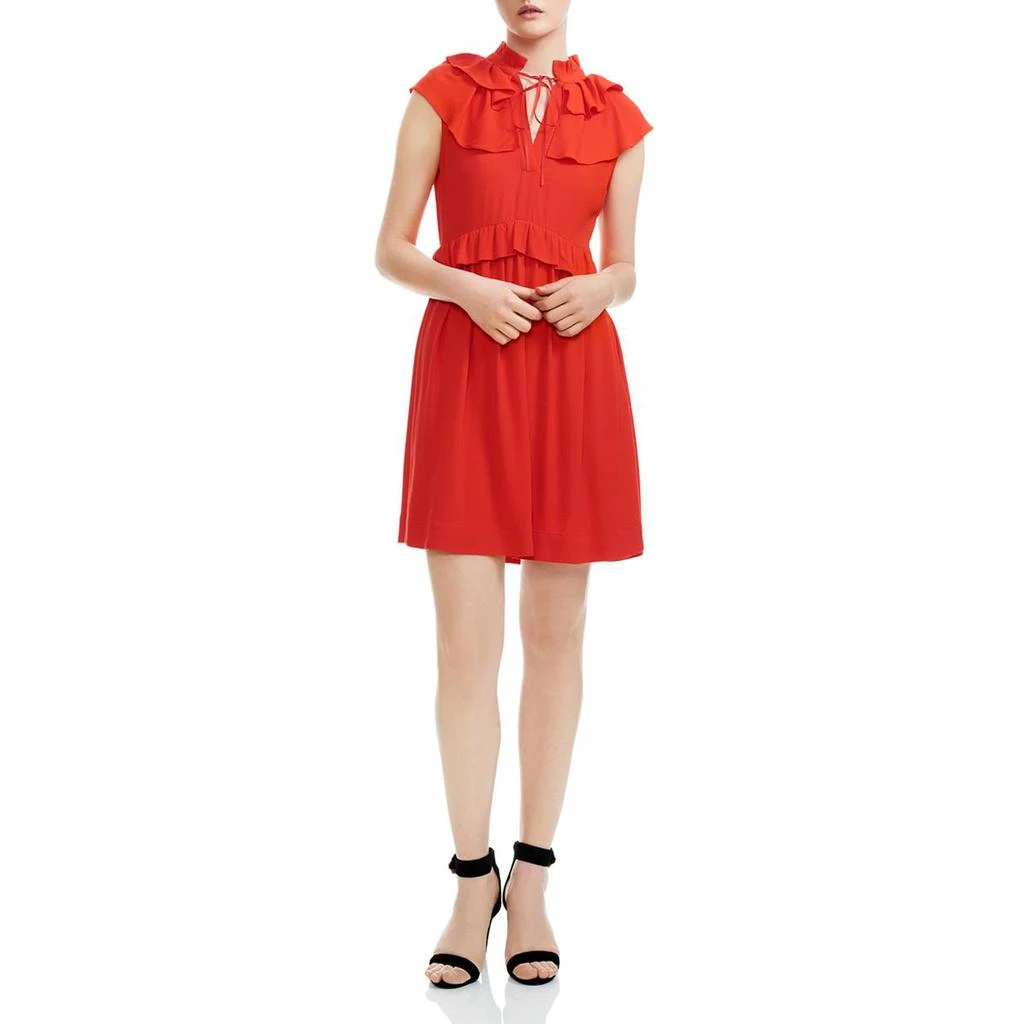 商品Maje|Maje Womens Solid Ruffled Mini Dress,价格¥353,第1张图片