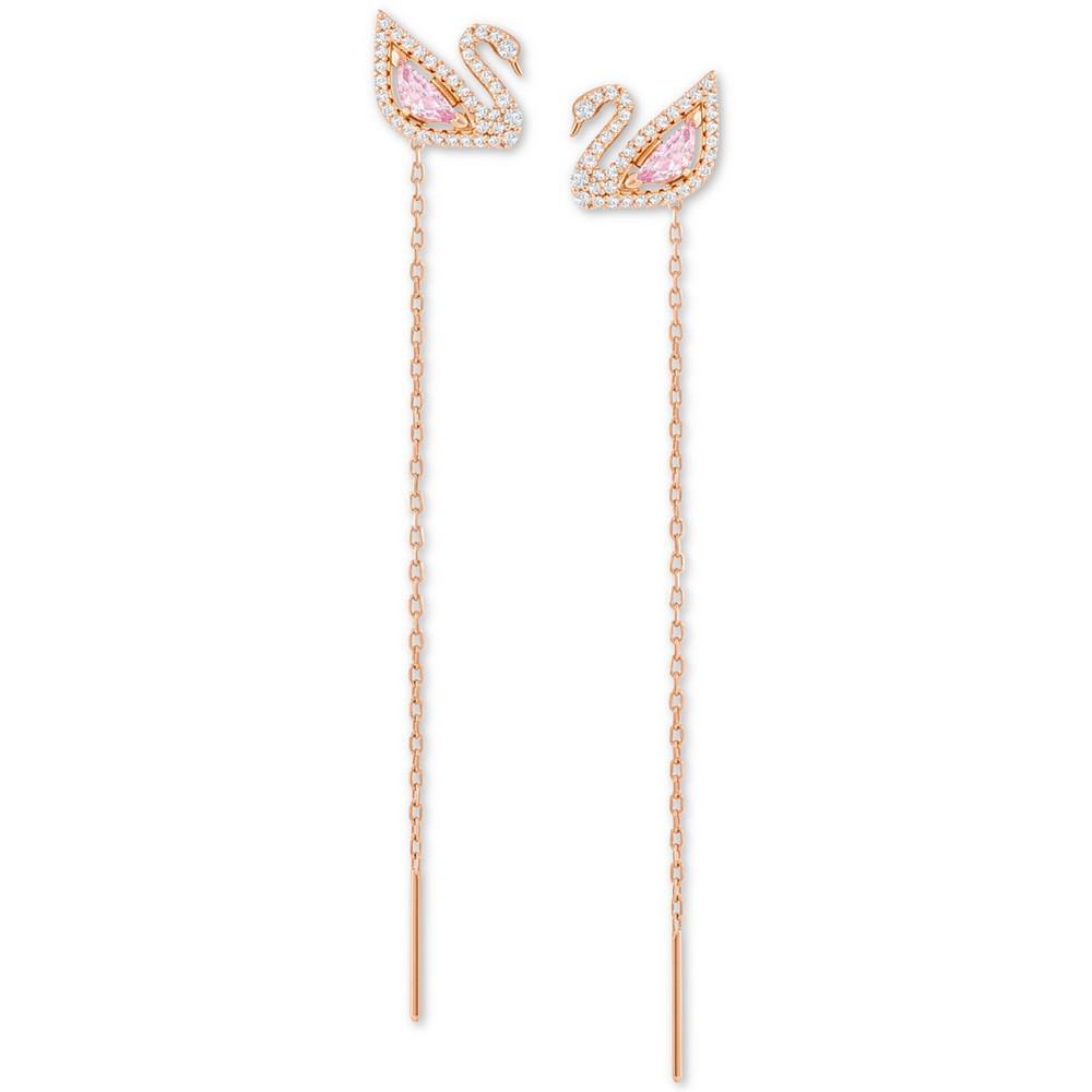 商品Swarovski|Rose Gold-Tone Crystal Swan & Removable Chain Drop Earrings,价格¥916,第1张图片