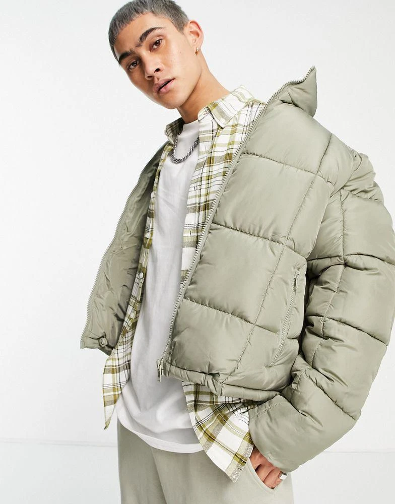 商品ASOS|ASOS DESIGN puffer jacket in sage green,价格¥307,第1张图片