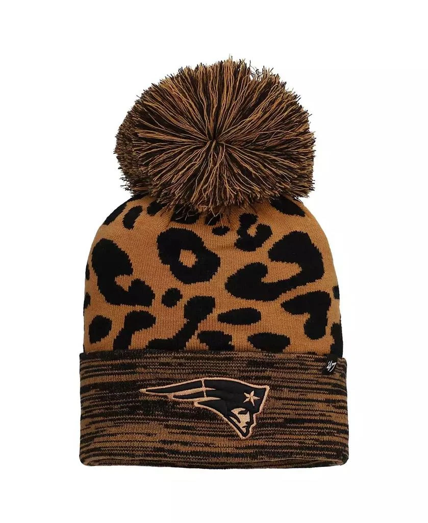 商品47 Brand|Women's Brown New England Patriots Rosette Cuffed Knit Hat with Pom,价格¥242,第1张图片