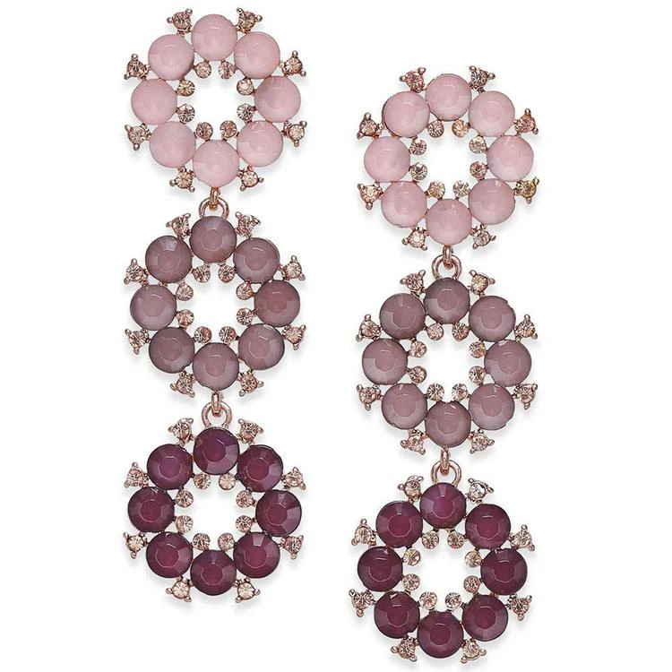 商品INC International|Rose Gold-Tone Purple Stone Triple-Drop Earrings, Created for Macy's,价格¥66,第1张图片