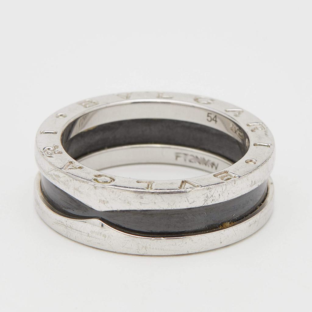 Bvlgari Save The Children Black Ceramic and Sterling Silver Ring Size EU 54商品第2张图片规格展示