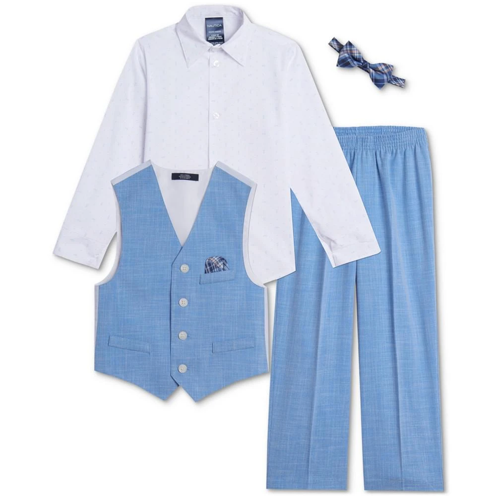 商品Nautica|Baby Boys Bold Shirt, Dobby Vest, Pants & Bowtie Set,价格¥289,第2张图片详细描述