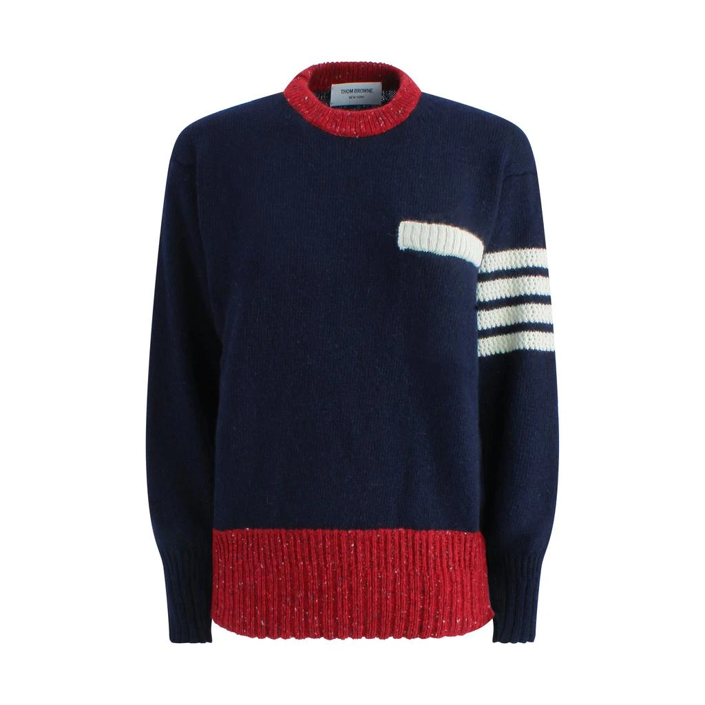 商品Thom Browne|Thom Browne STITCH MOHAIR TWEED 4-BAR PULLOVER,价格¥4778,第1张图片