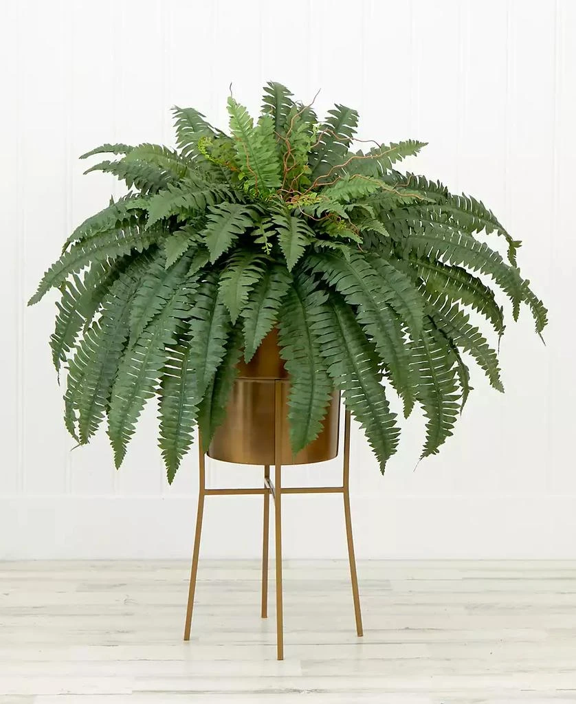 商品NEARLY NATURAL|32" Artificial Boston Fern Plant with Metal Planter with Stand DIY Kit,价格¥673,第3张图片详细描述