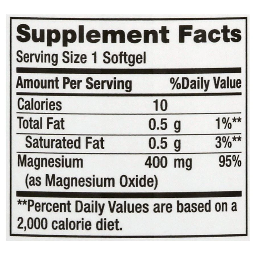 商品Finest Nutrition|Magnesium 400 mg Softgels,价格¥104,第3张图片详细描述