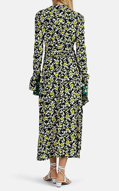 商品Proenza Schouler|V-Neck Floral Crepe Long Dress,价格¥3851,第3张图片详细描述
