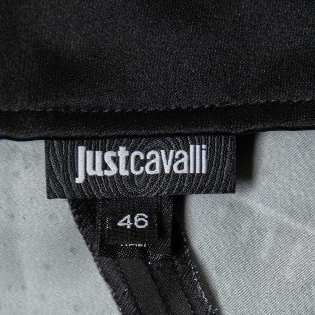 Just Cavalli Black Printed Lurex Satin Maxi Skirt L商品第4张图片规格展示