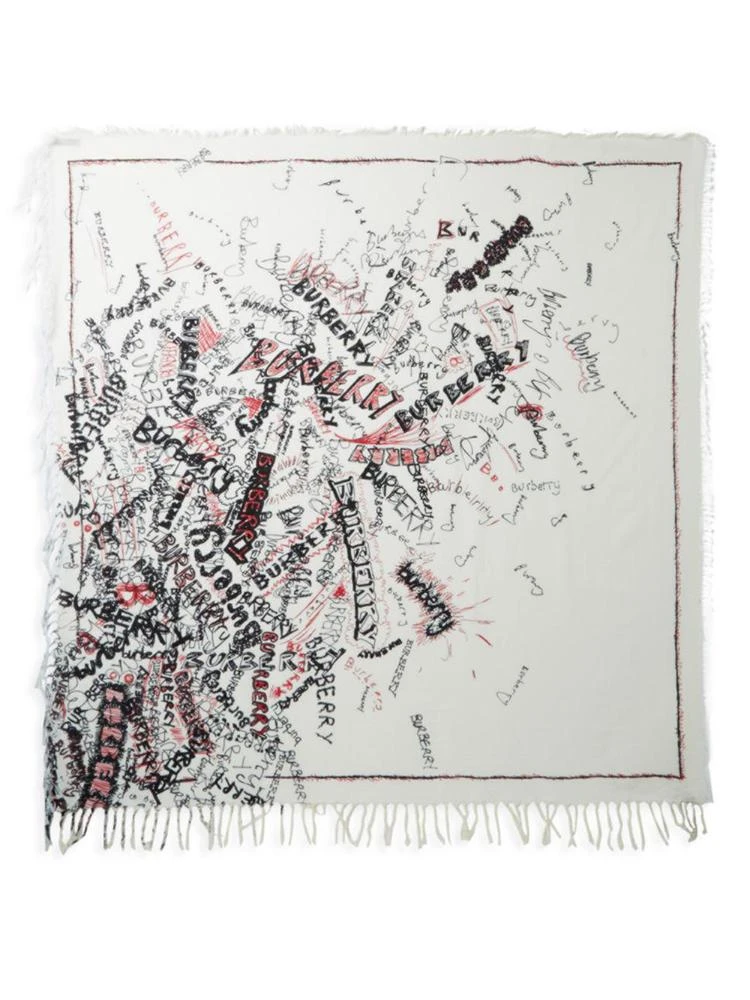 商品Burberry|Silk Blend Sketchbook Print Scarf,价格¥1819,第2张图片详细描述