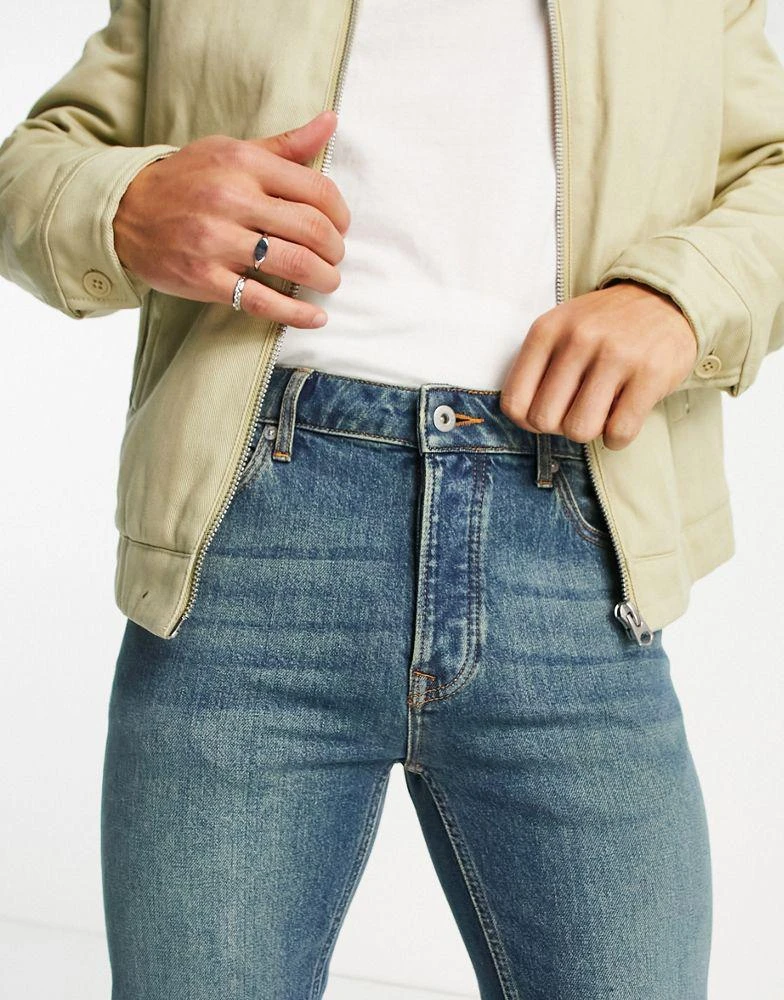 商品Topman|Topman stretch skinny jeans in mid wash blue,价格¥190,第3张图片详细描述