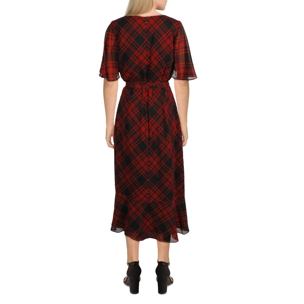 商品Ralph Lauren|Oleander Womens Chiffon Plaid Midi Dress,价格¥589,第2张图片详细描述