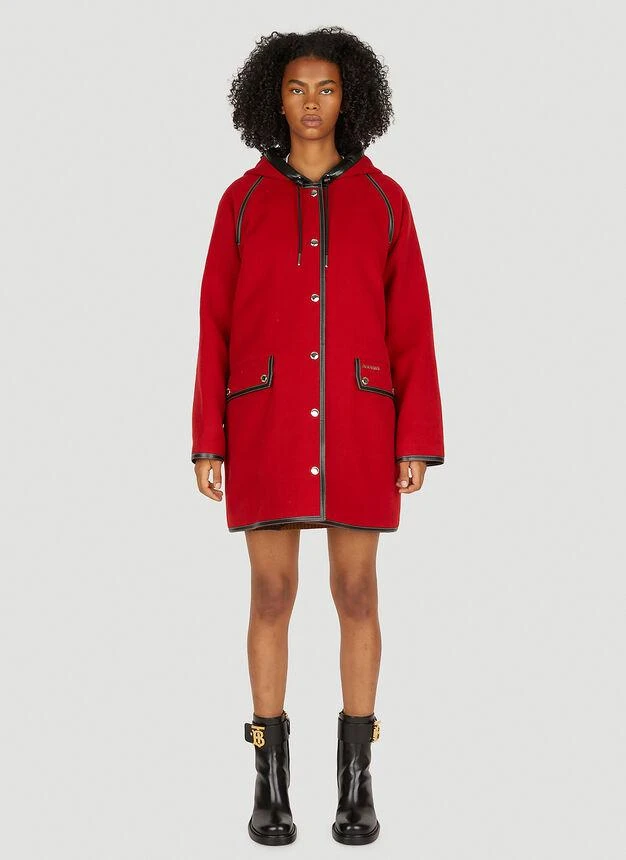 商品Burberry|Contrast Trim Hooded Coat in Red,价格¥13867,第1张图片