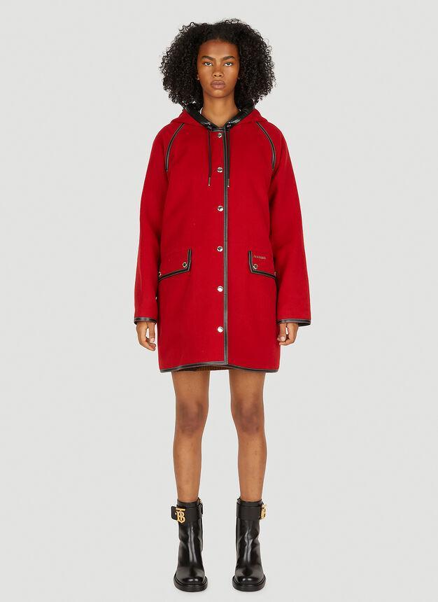 商品Burberry|Contrast Trim Hooded Coat in Red,价格¥28549,第1张图片