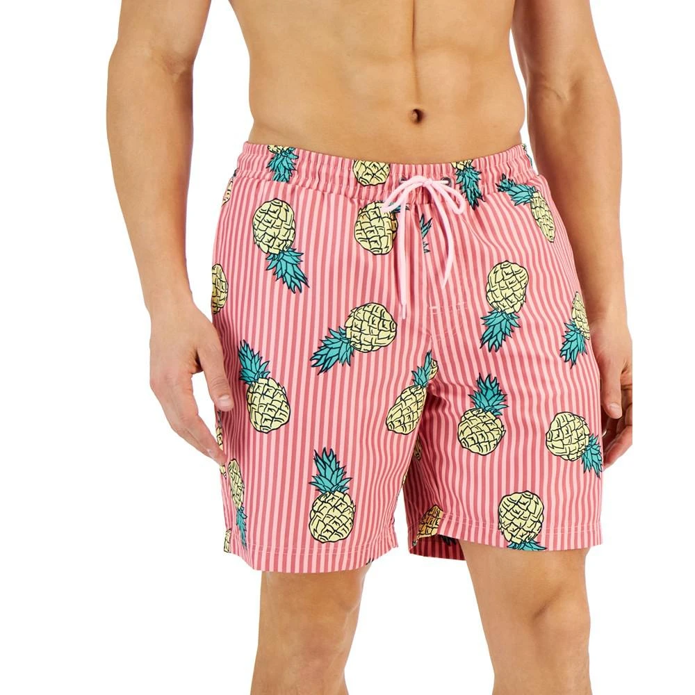 商品Club Room|Men's Pineapple Stripes Swim Trunks, Created for Macy's,价格¥50,第1张图片