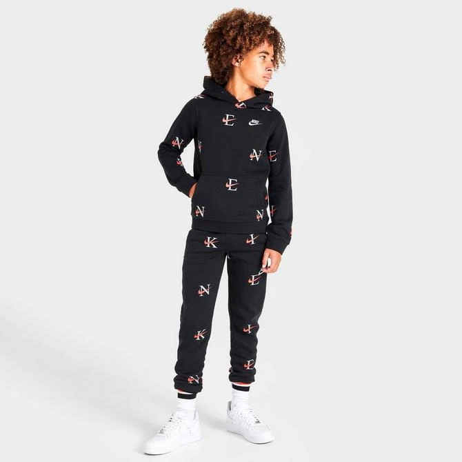 商品NIKE|Boys' Nike Sportswear Club Monogram Allover Print Pullover Hoodie,价格¥297,第2张图片详细描述
