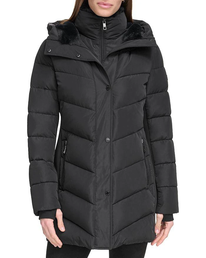商品Calvin Klein|Faux Fur Trim Puffer Coat,价格¥1325,第1张图片